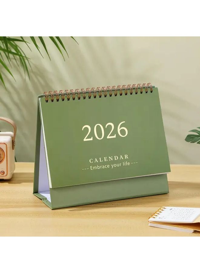 تقويم مكتبي صغير أخضر 2025-2026، مخطط لمدة 18 شهرًا من يوليو 2025 إلى ديسمبر 2026 - Image 1
